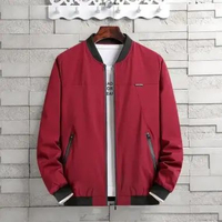 MND Jaket Bomber Pria | Jaket Kain Polos Minimalis | Jaket Formal dan Harian Merah XXL