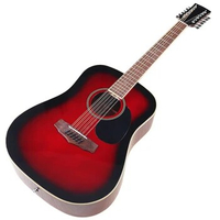 12 String Acoustic Guitar 41 Inch Full Size Design High Glossy Folk Guitar Spruce Wood Top Black Red Natural Color