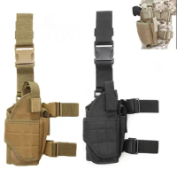 Tactical Molle Glock Stand Drop Leg Gun Holster Universal Right Thigh Pistol Holster Airsoft Magazine Bag