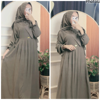 NIKITA DRESS set HIJAB VOAL MOTIF SEGI EMPAT FREE BROSS CANTIK