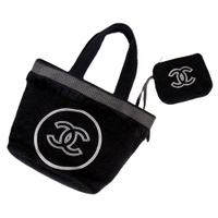 [康朋總店限定包裝] CHANEL 經典雙C 棉質輕量 旅行包/托特包 三件組 (黑色)