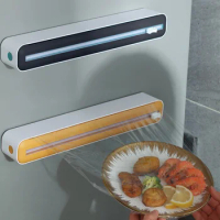 2 in 1 Food Film Dispenser Magnetic Wrap Dispenser with Cutter Storage Box Aluminum Foil Stretch Film Cutter Kitchen Accessories