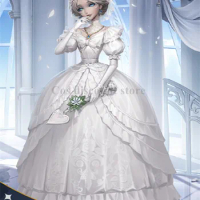 Game Identity V Mary Madame Red Elegant Cosplay Costume Women Girl Bloody Queen White Wedding Dress Cos Clothing Full Set