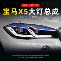 Suitable for 14-18 BMW X 5 headlamp assembly F15 modified LED lens blue eyebrow diurnal lamp turn signal