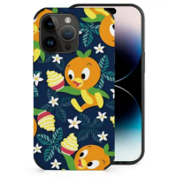 Orange Bird &amp; Citrus Swirl Fibre Case For Apple Iphone 15 14 13 12 11 Mini Pro Max Xr 8 7 Plus Black Phone Case Orangebird