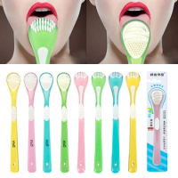 Double Side Soft Silicone Tongue Cleaner Brush Oral Care Cleaning Gel Reusable Tongue Scraper Fresh Breath Health Care Tool