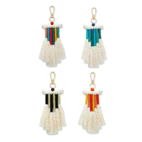 Boho Rainbow Keychain, Macrame Rainbow Keyrings Keychains With Tassel For Car Key Bag Purse Charm Unique Gift