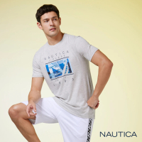 【NAUTICA】男裝 品牌個性印花短袖T恤(灰色)