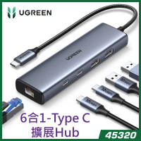 綠聯 UGREEN 45320 6合1  Type C 擴展 Hub 集線器 CM512