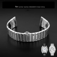 Solid stainless steel quick release steel watchband for Cartier Santos wssa0010 men's wristband bracelet 21mm butterfly buckle