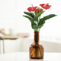 Plastic Artificial Plant Fake Red Anthurium Flowers Bouquet Wedding Home Garden Decor