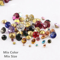 SS5-SS38 About 500Pcs Shiny Mix Color And Size Nail Art Pointback Rhinestone Glue On Rhinestones For DIY Nail Art