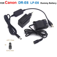 DR-E6 LP-E6 LP-E6N Dummy Battery+Power Bank 5V USB Cable Adapter+Charger For Canon EOS 60D 70D 5D2 6D 7D 5D Mark II III 5D3 5DSr