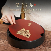 JKV純銅茶盤家居簡約儲水干泡臺創意小圓形烏金石壺承托盤瀝水盤
