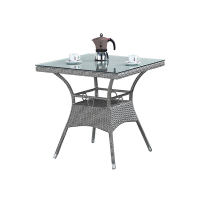 柏蒂家居-卡曼達2.3尺休閒藤編玻璃方型桌/戶外庭院桌/小型餐桌/洽談桌-70x70x72cm
