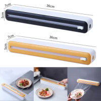 Food Film Dispenser Magnetic Plastic Wrap Dispenser With Cutter Storage Box Aluminum Foil Stretch Film Cutter Storage Holder