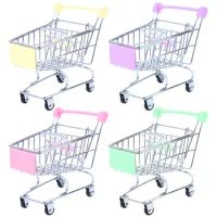 Storage Toy Shopping Cart Supermarket Handcart Trolley Supermarket Shopping Basket Dollhouse Accessories Dollhouse Furniture