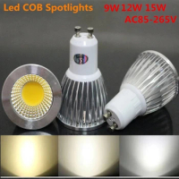 Super Bright GU10 Dimmable Light 110V 220V Warm / Pure / Cool White 9W 12W 15W GU10 COB LED Downlight GU10 LED Spot Light