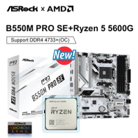 Asrock AMD Kit Ryzen 5 5600G And B550M Pro SE Motherboard AMD B550 placa mae AM4 DDR4 128GB PCI-E 4.0 M.2 SATA III 4733+(OC)MHz