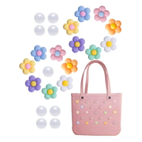 Decor For Tote Bag Rubber Beach Totes Accessories Inserts,Daisy Flower Bag Charms For Bogg Bag
