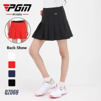PGM Girls Golf Short Skirt Children Breathable Pleated Skort Girls Anti-sweat A-line Culottes Kids Quick Dry Elastic Sport Skirt
