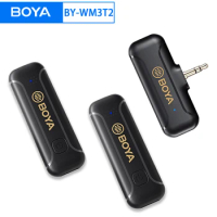 BOYA BY-WM3T2-M2 Wireless Lavalier Lapel 3.5mm TRS Noise Reduction Microphone for Canon, Nikon, Sony Cameras Vlogging Recording