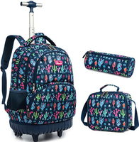 18 inch Primary Schoolbag with wheels 3pcsset School Rolling Backpack bag boys Girls Kids Wheeled Backpack School Trolley Bag