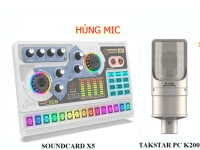 Bộ Sound Card X5, Micro TAKSTAR PC K200 New kèm tai nghe chuyên Hỗ Trợ nguồn 48v Hát Autotune , Live