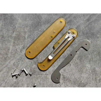 1 Pair ULTEM PEI Scales with Pocket Clip，Titanium Liners for 84mm Victorinox Swiss Army Knife