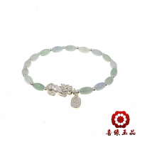 【喜緣玉品】天然翡翠銀貔貅手串(招財納福)