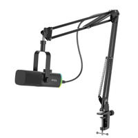 AM8T ไมโครโฟน Dynamic ไฟ RGB พร้อมขา Boom Arm สีดำ