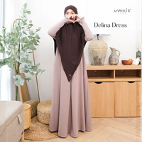 Uwais - Delina Gamis Terbaru Abaya Knit Premium Dress Busui Umroh Lebaran Haji Daily L MOCCA BROWNIE