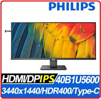 PHILIPS 飛利浦 40B1U5600 UltraWide HDR400寬螢幕 40型/3440x1440/21:9/HDMI/DP/喇叭/IPS/Type-C