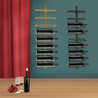 9 Bottle Bronze Wall Metal Wall Mounted Wine Rack Decorative Vertical Wine Rack Metal Wine Storage Display Rack Wine Cellar