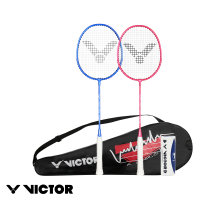 VICTOR 勝利體育 對拍組 穿線拍(POWER 1000 BQ/MO 湛藍+玫紅/天藍+陽橙 加贈1/4打羽球+拍袋)