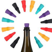 Silicone Beverage Bottle Stoppers, Decorative Bottle Sealer for Champagne Wine Saver ,5 Colors Mixed Wine Stoppers with Grip Top