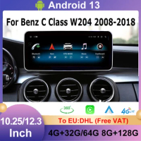 Multimedia Screen Video Player GPS Navigation For Mercedes Benz C Class W205 S205 Android 13 Car Wireless Carplay Auto Touch 4G