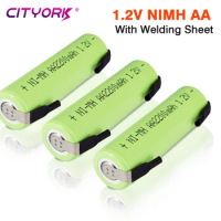 CITYORK 1.2V AA Rechargeable Battery 2200mah nimh Cell With welding Tabs For DIY Electric Shaver Razor braun Philips Toothbrush