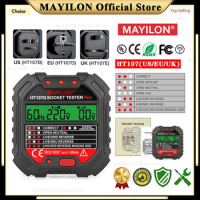 MAYILON HT107 Socket Tester EU UK US Plug Open Ground Neutral Live GRD NEU Reverse Voltage Detector RCD Socket Tester