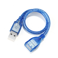 USB2.0延長線公對母充電數據線透明藍銅雙屏蔽電腦線高速