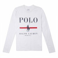 Ralph Lauren Polo 經典刺繡大馬圖案長袖T恤(女)-皇家白色