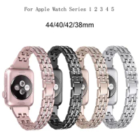 For Apple Watch Band 40mm 44mm 38 42mm Women Diamond Strap for Apple Watch Series 5 4 3 2 1 iWatch Bracelet Stainless Steel Band