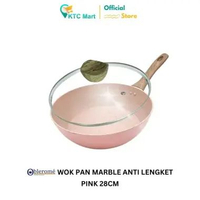 KTC Mart - Deep Pan Marble Granite 28 CM + Tutup Kaca Wok Pan Granite OBLEROME DeepPanOBLEROME 28 Pi