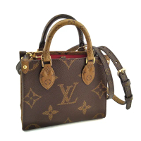【Louis Vuitton 路易威登】雙面雙色大小字紋OnTheGo 手提斜背兩用小托特包(展示品)