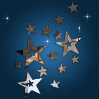 Set of 19pcs DIY 3D creative star Acrylic mirror stickers,personalized wall mirror stickers for child bedroom nursery deco