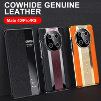Luxury Genuine Leather Flip Cover For Huawei Mate 40 Pro 40rs Case Original Porsche design Smart Touch View Wake Sleep Up Casing