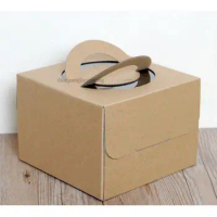 10pcs/lot Kraft Paper Corrugated Portable Birthday Cake Box 4/6/8/10/12/14 Inch Single Tile Mousse Cake Pastry Packaging