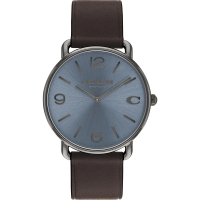 【COACH】Elliot C字皮帶手錶男錶-灰藍面咖啡皮帶 女王節(CO14602647)