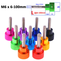 1pc M6x6/8/10/12/15/18/20/25/30-100mm Colorful Aluminium Alloy Stainless Knurled Thumb Screw Hand Grip Knob Step Bolt Anodized