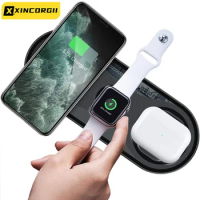 Qi Wireless Chargers Fast Charging Station For Iphone 13 12 11 Mini Pro Max Apple Watch 3 In 1 Wireless Charger